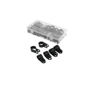 200 Clip Fermacavi a P in Nylon Rinforzato con 200 Viti M4 x 16 mm – Fascette Fermacavo Tipo R per Cavi, Fili, Tubi e Canaline – Set Assortito 6 Misure