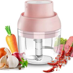 Mini tritatutto elettrico da cucina, 250 ml, robot da cucina elettrico portatile, con ricarica USB, 3 lame affilate, piccolo macinino per alimenti per bambini, carne, cipolle, aglio