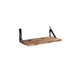 Mensola da Parete in Legno 42,5 cm – Scaffale Sospeso con Staffe in Metallo, Design Moderno Minimal, Mensola Flottante per Bagno, Cucina, Soggiorno e Ufficio – Legno Scuro