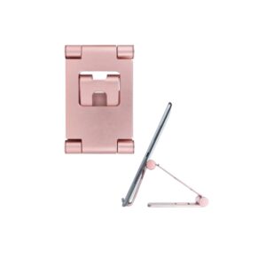 Supporto per Telefono Cellulare e Tablet da Tavolo Pieghevole in Lega di Alluminio, Supporto Regolabile Multi Angolo con Base Stabile e Passacavo per Smartphone e Tablet