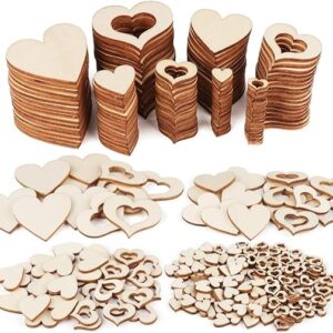 ilauke 500 Mini Decorazioni A Forma Di Cuore In Legno Naturale Misto Fette Di Legno A Forma Cuore Per Artigianato Dischi Decorazione Tavolo Di Matrimonio Natale Diy Scrapbooking (10mm+20mm+30mm+40mm)