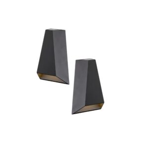 Set 2 Applique LED da Esterno Moderne – Lampade da Parete in Alluminio Nero IP65 Impermeabili, Max 6W, 85-265V, Design Lanterna Moderna per Terrazzo, Giardino, Balcone e Facciata