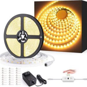 Striscia LED USTELLAR da 12 metri (40 piedi) con controllo tramite gesto manuale, 720 LED, dimmerabile, 24 V, ideale per illuminazione sottopensile, non impermeabile, luce bianca calda 3000K, certificata ETL.