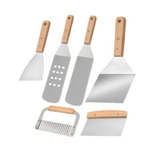 Set Accessori BBQ in Acciaio Inox – Kit 6 Pezzi per Griglia e Piastra