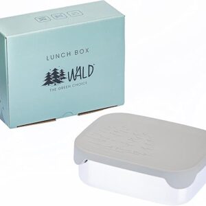 Wald The Green Choice - Contenitore per il pranzo, in acciaio INOX, con coperchio in silicone, leggero e facile da aprire, tre scomparti fissi, capacità 800 ml, ideale per l'asilo