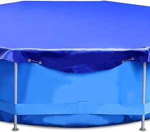 Telo di copertura rotondo per piscina Sekey da 305 cm, con tenditore a corda e cavo in acciaio, 200 g/m² in PE antistrappo, resistente ai raggi UV, telo per piscina gonfiabile con struttura di diametro 300-305 cm, telo per piscina estivo
