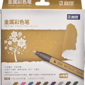 Confezione da 10 penne colorate metalliche STA - Multicolore