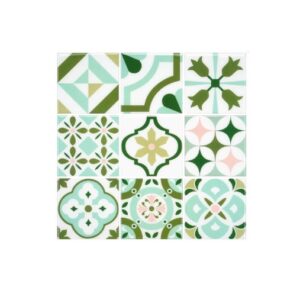 Piastrelle Autoadesive 3D per Cucina e Bagno, 18 Fogli 30,5 x 30,5 cm, Effetto Piastrelle Stile Barocco Verde, Impermeabili e Resistenti al Calore, Rivestimento Murale Peel and Stick