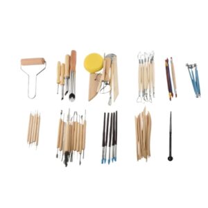 Set Professionale di Strumenti per Argilla e Ceramica – Kit Completo per Scultura, Modellazione e Intaglio – Utensili in Acciaio Inossidabile con Manici in Legno – Per Argilla Polimerica, Terracotta e Ceramica
