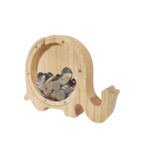 Salvadanaio in Legno Personalizzato con Finestra Trasparente in Acrilico – Salvadanaio Educativo per Bambini e Bambine – Decorazione per Cameretta – Idea Regalo per Compleanni