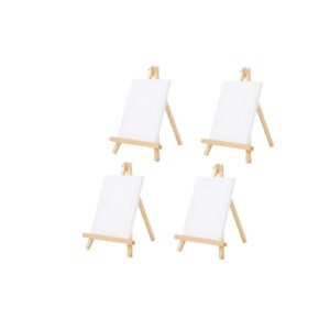 Set 4 Mini Cavalletti in Legno con Tele 14,5 x 19,5 cm – Cavalletto da Tavolo Pieghevole per Pittura, Esposizione Foto, Segnaposto Matrimonio, Decorazioni ed Eventi