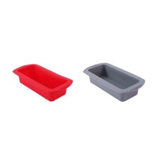 Set da 2 Stampi da Forno in Silicone Antiaderente, Stampi per Pane, Plumcake, Torte, Brownies e Preparazioni Dolci e Salate, Rosso e Grigio