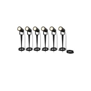Set 6 Faretti LED da Giardino 12V Bianco Caldo 2700K – 1800 Lumen Totali, Impermeabili IP65, Cavo da 21 m con Presa Schuko, Faretti da Esterno con Picchetto per Vialetti, Giardino, Terrazza e Cortile