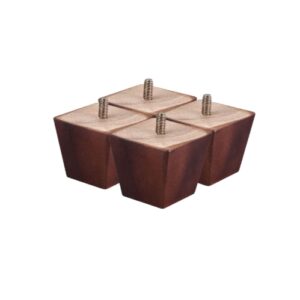Set di 4 Piedini per Mobili in Legno Massello 8 x 6,5 x 5 cm, Piedi Quadrati Colore Marrone per Divani, Letti, Tavolini e Armadi, Gambe di Ricambio Resistenti