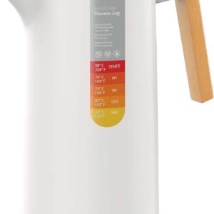 Termos da 1 litro in acciaio inox 304, caffettiera a vuoto con manico in legno, caraffa termica a doppia parete in acciaio inox (chiusura a pressione rapida, mantiene le bevande calde per 12 ore e fredde per 24 ore).