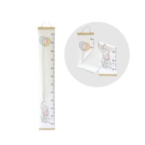 Metro Crescita Bambini da Parete 125 x 20 cm, Righello Misura Altezza in Tessuto e Legno con Disegni Animati, Misuratore Altezza da Appendere per Cameretta, Decorazione e Idea Regalo