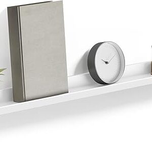 SONGMICS Mensola da Muro, Mensola da Parete, Larghezza di 110 cm, Mensola per Foto Decorazioni, Soggiorno Studio Bagno Cucina, Bianco Lucido LWS46WT