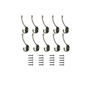 Ganci Appendiabiti da Parete Vintage, Set da 10 Ganci Doppi in Lega di Zinco con Viti, Colore Bronzo, Appendiabiti da Muro per Ingresso, Bagno, Camera da Letto, Cucina e Ufficio