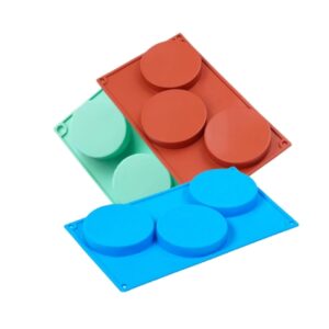 Set 3 Stampi in Silicone a 6 Cavità Ø 10 cm – Stampi per Torte, Cheesecake, Mousse, Brownie e Dessert Monoporzione – Colori Marrone, Azzurro e Verde Acqua