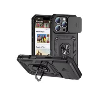 Cover Rigida Nera per iPhone 13 Pro Max – Antiurto, Antigraffio, con Anello e Protezione Fotocamera - Massima protezione - Case - Cover nera - Black Case