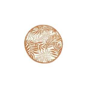 Tappeto da Esterno Rotondo Ø 150 cm Foglia Marrone e Beige – Tappeto in Polipropilene per Giardino, Terrazza, Balcone e Veranda – Lavabile e ad Asciugatura Rapida