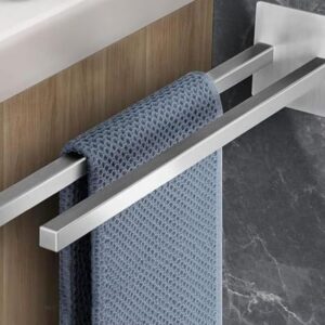 Portasciugamani da bagno in acciaio inox spazzolato senza foratura