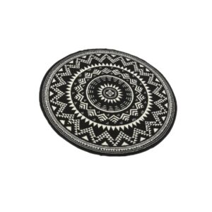 Tappeto per Esterno Rotondo Ø 150 cm Nero – Tappeto per Terrazza, Balcone e Giardino – Resistente e Decorativo per Interni ed Esterni