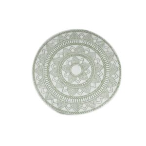 Tappeto Rotondo Boho Mandala Ø 150 cm – Tappeto Decorativo Corda e Verde per Soggiorno, Camera da Letto, Terrazza e Balcone – Stile Bohemien per Interni ed Esterni