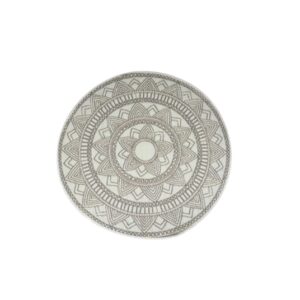 Tappeto Rotondo da Esterno Boho Ø 150 cm – Tappeto Decorativo Corda e Grigio con Motivo Bohemien per Terrazza, Balcone, Giardino e Interni