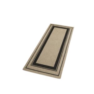 Tappeto da Esterno Rettangolare 154 × 108 cm – Grigio con Banda Nera – Tappeto Decorativo per Terrazza, Balcone, Giardino e Veranda – Adatto per Ambienti Outdoor