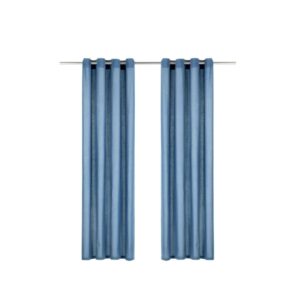 Coppia di Tende Effetto Jeans Blu Chiaro 140x260 cm – 2 Pannelli in Tessuto Leggero Filtrante, Eleganti e Moderni
