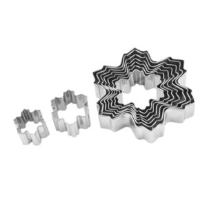 Set 9 Tagliabiscotti Fiocco di Neve in Acciaio Inossidabile, Forme Invernali per Biscotti, 40-120 mm, Stampini per Biscotti, Fondente e Pasta di Zucchero