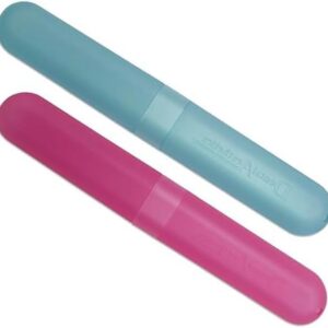 Astucci da viaggio per spazzolino,Custodia di plastica per tenere puliti gli spazzolini in viaggio (rosa e blu)