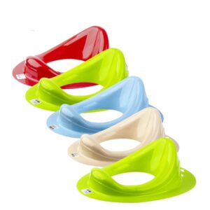 Set 5 Riduttori WC per Bambini dai 24 Mesi, Sedile Riduttore per WC, 2 Verde Lime + Beige + Azzurro + Rosso, Universale per WC Standard, Plastica Resistente, Facile da Pulire, Casa e Viaggio