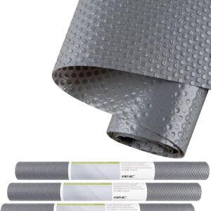 Tappetino antiscivolo per cassetti, 3 confezioni da 3 pezzi, tappetino antiscivolo da cucina, base ritagliabile, antiscivolo, sicurezza alimentare, impermeabile, grigio scuro, 45 cm x 150 cm