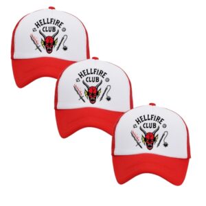 Set 3 Cappellini da Baseball Ispirati a Stranger Things, Berretto Unisex Regolabile 56-60 cm, Cappello in Poliestere Traspirante con Visiera Curva, Accessorio per Uomo Donna Ragazzo e Ragazza